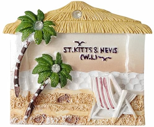 Kühlschrankmagnet, Motiv: St. Kitts und Nevis, Tourismus, Souvenir, 3D-Kühlschrankdekoration, magnetischer Aufkleber