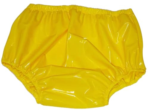 CSGTUO PVC Inkontinenz-Schlupfhose für Erwachsene Kunststoff mit Geruchskontrolle Inkontinenzhose Anti-Seiten-Leckage Physiologisch Kunststoffhose Wiederverwendbare,4XL,Yellow