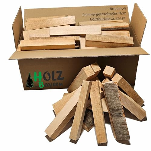 Anfeuerholz Anzündholz Anmachholz Brennholz Kaminholz Kaminscheit Ofenfertig trocken Smoker Grill BBQ Holzstücke Feuerschale Lagerfeuer (Brennholz 20Kg)
