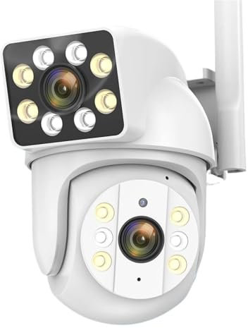 Telecamera Wi-Fi Esterno, Telecamera IP PTZ da 8MP Dual Lens Zoom 8X Telecamere di sorveglianza CCTV Rilevamento umano esterno Monitoraggio Visione notturna a colori Impermeabile per la sicurezza dome
