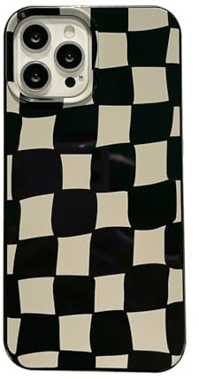 PODSI Mode Falten Schachbrett Silikon Handyhülle for iPhone 16 15 14 13 12 11 Pro Max Handyhüllen stoßfest weiche Rückseite Abdeckung(for iPhone 16)
