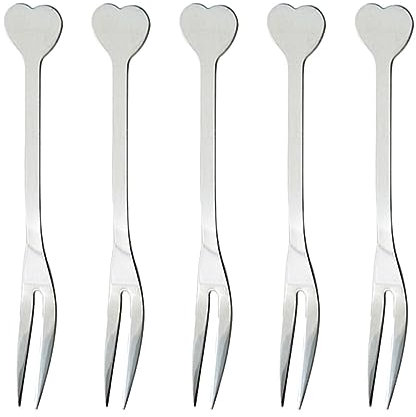 PRETYZOOM 5 Pièces 2 fourchettes à fruits en acier inoxydable escargot cocktail boire martini brochettes pour l'apéritif fourchettes apéritif fourchette de dégustation Silver