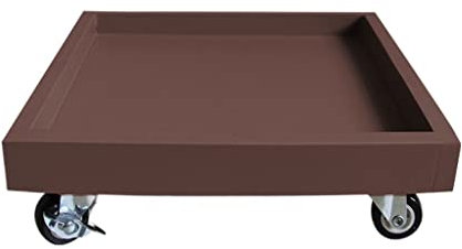 Support de Plante en métal avec Roues Caddie de Plante extérieure intérieure pour Pots de Fleurs carrés 46 cm Plateau carré avec Plateau à Eau et caractéristique de charrette