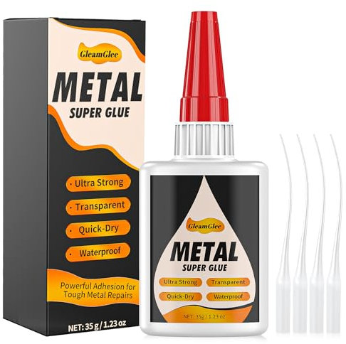 Super Glue for Metal and Stainless Steel 35g - Ultra Strong, Heavy Duty Waterproof, Heat Resistant, Quick-Dry, Clear Glue for Strong Bonding Between Metals, Other Materials, Jewelry Making