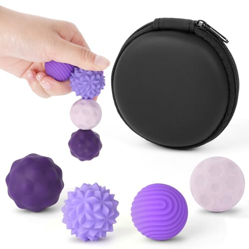 Ainiv 4 Piezas Silicona Bolas Magnéticas Anti-Estrés, Pelota Antiestres con Texturas Divertidas para Adultos, Bolitas Magneticas Juguetes Sensoriales para Aliviar La Ansiedad-Púrpura Grande