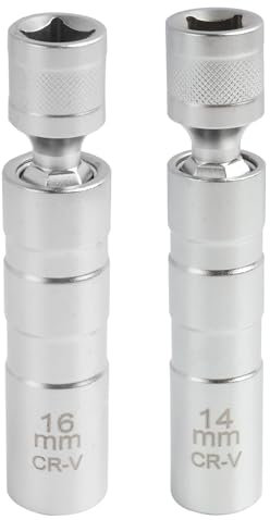 Wvxilyr 2 Pezzi Chiavi per Candele Auto, 16mm e 14mm, Universale, Magnetico e Flessibile, Chiave per la Rimozione e Installazione di Candele, Rotazione a 360 Gradi, in Acciaio Trattato Termicamente
