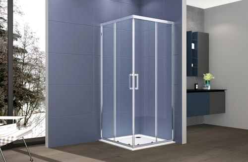 Box doccia angolare 75x100 cm con ante scorrevoli in cristallo temperato 6mm H 195 cm AMBRA Cromato