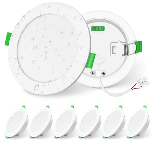 ALUSSO 6W 600lm Einbaustrahler LED Spots 230V Dimmbar Einbauleuchten IP65 | Hohe Helligkeit, 3CCT Warmweiß Neutralweiß Kaltweiß Deckenspots, Ultra Flach Deckenleuchte Badezimmer Küche, Weiß 6er Set