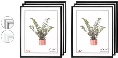 MARCOFOTO Set de 6 Marcos de Fotos 20x25 cm – Marcos de PVC Color Negro con Cristal – Para Laminas, Fotografias o Certificados – Ideal para Decoracion de Interiores