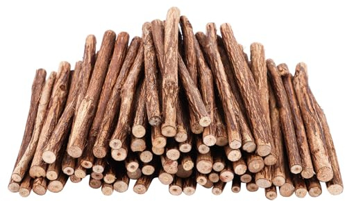 YAYODS 200 stycken trästavar med bark, 10 cm lång – naturlig trästång, rund Ø 5–8 mm – trästavar för pyssel – grenar och grenar, dekorativa hantverk – grenar, hantverk, logpinnar för gör-det-själv