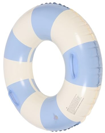 KICHOUSE Aufblasbarer Schwimmring für Erwachsene mit Griff Retro Streifen Design Komfortabel und Sicher für Sommerpool Leicht zu Transportieren Hochwertigem