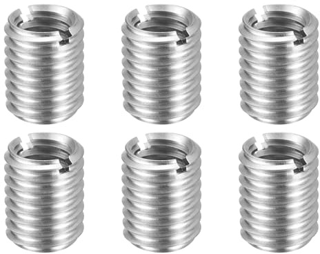 sourcing map 6pcs Thread Repair Inserts M10 x 1.5 Male to M8 x 1.25 Female Thread 12mm Long Stainless Steel Reducing Nuts Metric Self Tapping Sleeves Threaded Reducer Industrial Fasteners