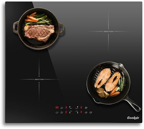 Cooksir Induktionskochfeld 4 Platten, Kochfeld Einbau 60CM, 7200W | Kochfeld Induktion 4 Zonen, individuelle Touch, boost-Funktion, Sicherheitssperre, Timer, Kein Stecker, 230V
