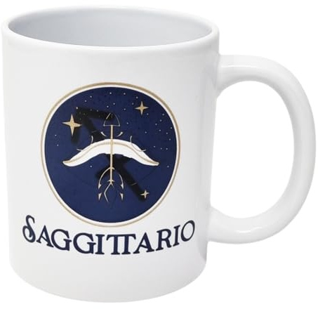 CUCUBA Tazza Mug in Ceramica Design Artistico Segno Zodiacale Sagittario per Colazione Merende 36cl
