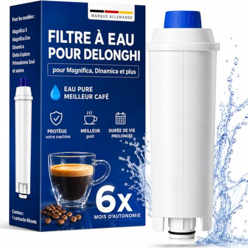 Flumot Wasserfilter kompatibel mit DeLonghi DLSC002 SER3017, Kaffeemaschinen Wasserfilter für ECAM ETAM ESAM Serie, reduziert Kalk Chlor Schwermetalle, verbessert Kaffeegeschmack, 6er Pack