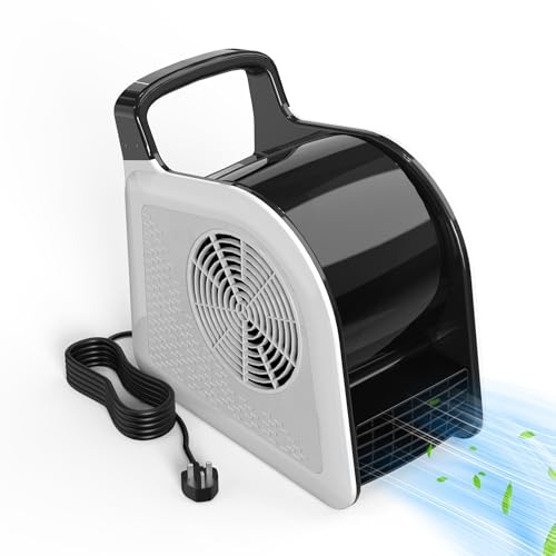 Ventilador soplador - Secador de alfombras para refrigeración y ventilación, ventilador de aire interior con 3 velocidades, 1 salida de CA para gimnasio, suelo, garaje, tienda, color blanco