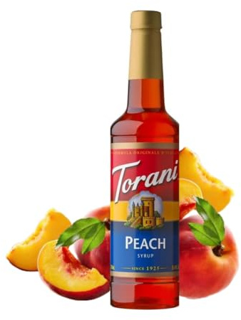 Torani Peach Syrup, 750ml | Premium Cocktail Syrup for Drinks, Bubble Tea, Soda & Iced Tea