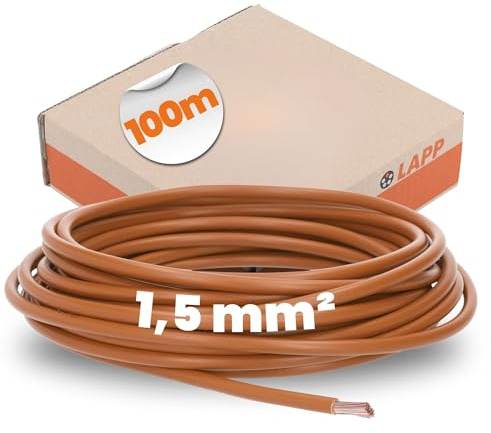 Lapp 100m H07V-K 1,5 mm² Braun - Verdrahtungsleitung Aderleitung Flexibel | PVC Einzelader Litze Klasse 5, Schaltlitze für Schaltschrank und Leuchten, Kupferlitze Meterware, VDE 0295 konform