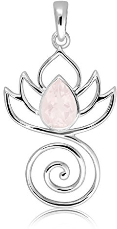 Withlovesilver Halskette mit Anhänger Sterling-Silber 925 natürlicher Edelstein Buddha Wirbel Lotusblüte