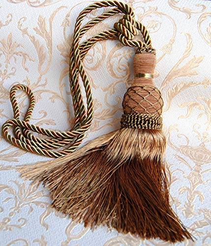 Mosel Avenue Art & Gobelin Studio XL Gardinenhalter mit Kordel 75 cm Quaste 29 cm Raffhalter Bronze