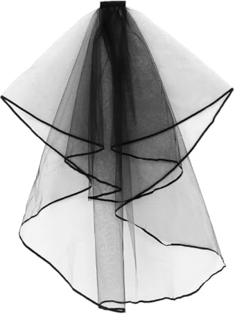 FRCOLOR Schwarzer Hochzeitsschleier Mit Kamm, Elegantes Brautaccessoire Für Hochzeiten, Junggesellenabschiede Und Partys