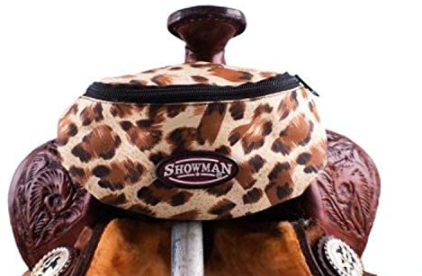 Showman Leopard Print Insulated Nylon Saddle Pouch