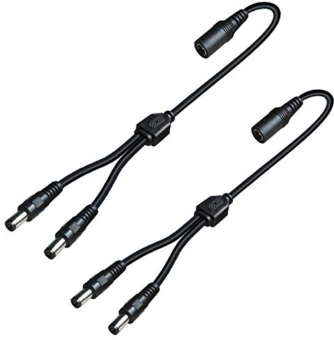 2 Pack DC Power 1 Female to 2 Male 5.5mm x 2.1mm DC Power Supply Splitter Cord for Surveillance Camera Cable Barrel Plug,Y Splitter Adapter Wire,2 Way Y-Cable for CCTV Security Camera,LED Strip Light