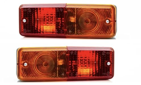 MelTruck 2x Universale Rückleuchten E20 für Anhänger Traktor Wohnwagen LKW – Links & Rechts – 3 Funktionen (Blinkleuchte Bremsleuchte Rückleuchte)