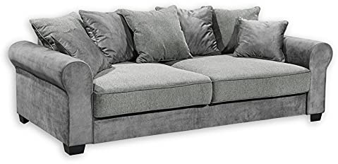 Stella Trading AURELIA Bequemes Schlafsofa mit Bettkasten, Stoffbezug Grau - Klappbares Sofa 2-farbig mit Schlaffunktion - 247 x 95 x 125 cm (B/H/T)