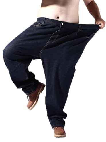 Focisa Jeans Herren Hose Big Size Blue Schwarz Extra Large Oversize Elastische Stretch Denim Jeanshose 5XL 6XL 7XL 8XL Markenhose 5012Blac