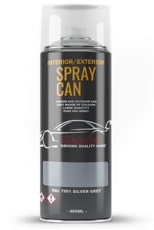 Xtremeauto Spray Paint Finish For Indoor And Outdoor Use Garden Cars Home Kitchen Bathroom Furniture Art Craft Bikes Radiators Metal Wood Plastic Glass UPVC Stone PVC RAL 7001 Silver grey