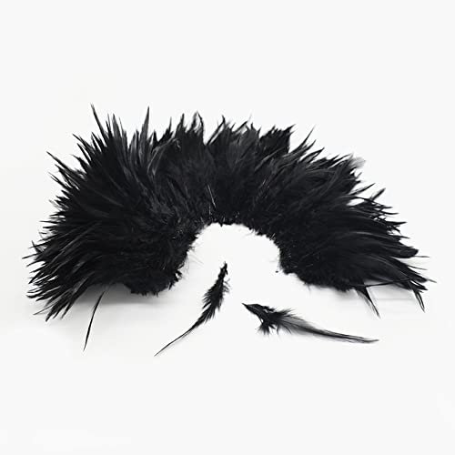 900 STÜCKE Weiße Hahnfedern Trimmen 5-6quot; Hähnchenfederstreifen, Naturfeder, Schmuck, Kostüm, Hut, Partydekoration, Schwarz, 1 Bündel