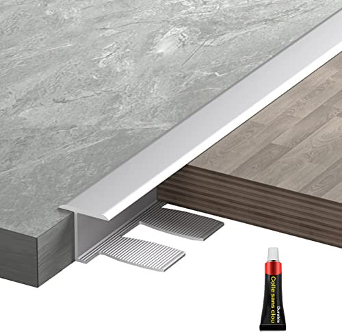 LAIDEPA T Type Dekorativ Übergangsschiene, Innen Außen Aluminium Übergangsprofil, Abdeckleisten Für Zimmer Fußböden, Unebene Teppich Übergangsleiste, Schnelle Montage,Matte Silver,130cm/51