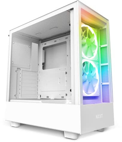 NZXT H5 Elite - CC-H51EW-01 - ATX Mid Tower PC Gaming Case - Front I/O USB Type-C Port - Quick-Release Tempered Glass Side Panel - White