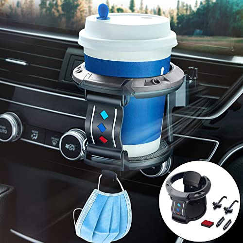 Auto Getränkehalter fürs Auto Lüftung, kompatibel mit 7,5cm Durchmesser Softdrinks, Wasser, Kaffee, Flaschen, Multifunktion Unterseite Haken für Schlüssel und Kleinigkeiten