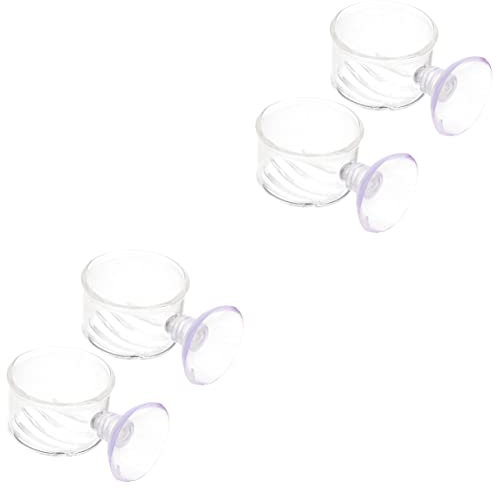 POPETPOP 4 Runde Schalen Becher Behälter Tank für Aquarien Blutpflanzenschale Handtücher Benthischer Sicherer Garnelenhalter Lebendfutter Tierfutter Transparent Roter Kreis Fisch
