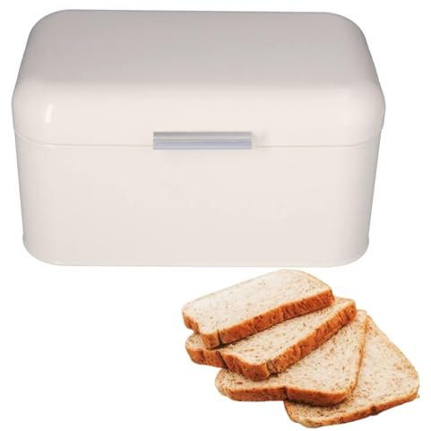 Boîte à pain, boîte à pain blanc laiteux Boîte à pain blanche pour comptoir de cuisine Conteneur à pain Organisateur de comptoir Grande capacité Anti-empreintes digitales Boîte à pain en étain rétro p