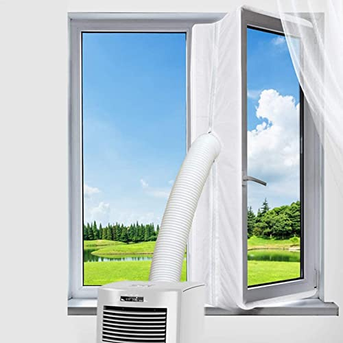 Air Con Window Seal Kit, Air Conditioner Window Seal Universal Window Seal for Portable Air Conditioner Tumble Dryer with Zip Hook Tape 400cm