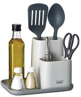 Joseph Joseph Duo Kitchen Worktop Organiser, Kitchen and Storage Organisation for Gadgets, Utensils and Condiments, Grey