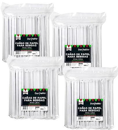 DON PALILLO - 1000 cannucce di carta. Confezionati singolarmente. Carta kraft. Biodegradabile. 200 x 6 mm