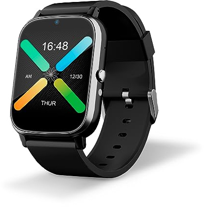 DCU TECNOLOGIC – senior-Smartwatch med GPS och 4G-videosamtal – smartklocka med 1,69 tums IPS-full pekskärm – IPX6 vattentät – perfekt för äldre – svart färg, SVART, En Storlek, Modern
