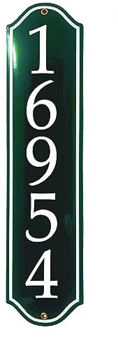 Hausnummer Hausnummernschild Emaille 10x42 cm, Emailschild, Hausschild, Individuell anpassbare Hausnummer, Vorbohrungen, Wetterfest, Türschild, Wunschtext, Keramik Emaille (Grün (dunkel))