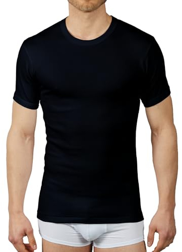 VP PINUCCIO VENEGONI Set 2 Magliette Intime Uomo Cotone Caldo Felpato 100% Made in Italy t Shirt Uomo Invernale Magliette Uomo Manica Corta Girocollo Canottiere Uomo Cotone Maglietta Intima