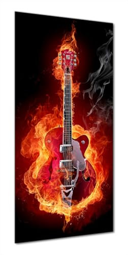 Wallario Selbstklebende Duschrückwand 90 x 180 cm mit Motiv Brennende Gitarre - Wandverkleidung Fließenersatz mit Hochglanzlaminat in Glasoptik