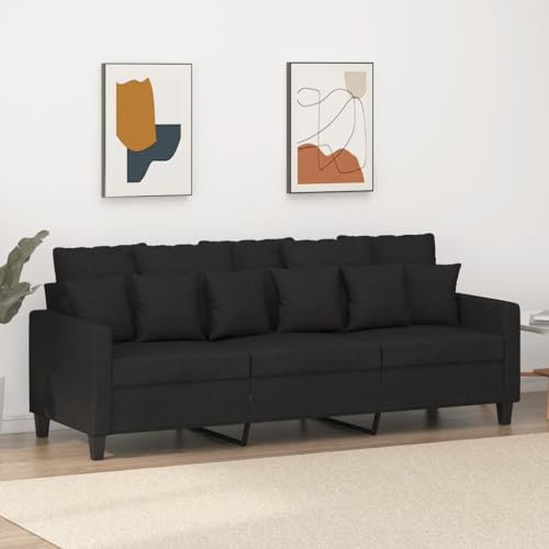 SECOLI Sofa 3 sitzer Sofa 3er Sofa 3 sitzer Stoff Couch 3 sitzer 3er Couch Sofa klein Stoff Sofa für Wohnzimmer/Schlafzimmer/Büro/Wohnung-Schwarz-3-sitzer:180cm