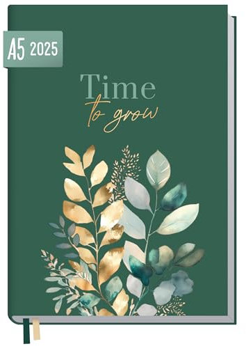 Häfft® Chäff-Timer Classic Kalender 2025 A5 Shiny Leaves Buchkalender, Terminplaner, Terminkalender, Wochenplaner für 12 Monate: Jan. 2025 bis Dez. 2025 - nachhaltig & klimafreundlich