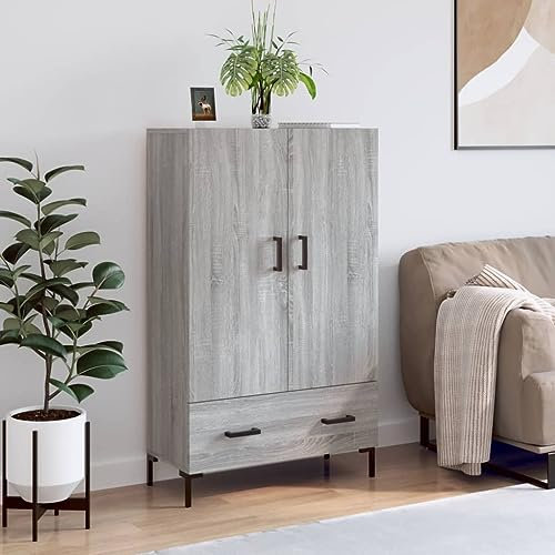 HETFTJN Highboard, Apothekerschrank Vorratsschrank Besenschrank Eckschrank Geeignet für Küchenzeile Dorm Office Schlafzimmer Grau Sonoma 69,5x31x115 cm Holzwerkstoff