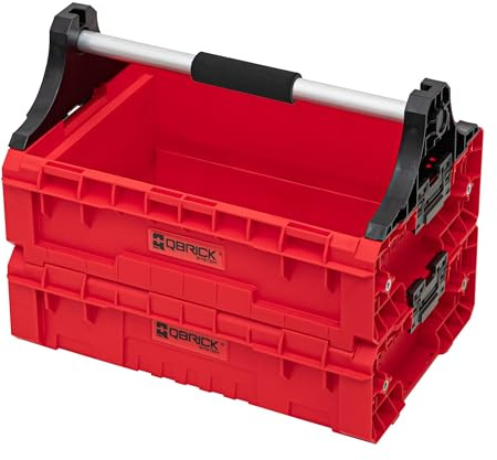 QBRICK SYSTEM Set Griff Erweiterungseinheit Kasten 3 Stück Box Erweiterungsmodul PRO SET Modular Tray RED Ultra HD Rot 465 x 320 x 270 mm