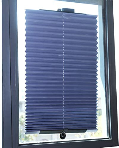 Agashi Verdunkelungsrollo, Plissee-Rollo Mit Saugnäpfen, Ohne Bohren, Sonnenschutz-Fensterrollo, Sichtschutz, Für Balkon, Auto, Büro/W70*L140Cm/28 * 55In