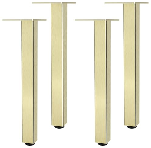 SZLXJMFL Tischbeine Gold, 4er Set Tischbeine, Höhenverstellbar: 6-60cm Sofasfüße Vierkant Schrank Füße Couchtisch Beine Sockelfuß Tischfüße Aluminiumlegierung Mit Schrauben-35cm/13.8